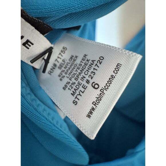 ROBIN PICCONE Aubrey One-Piece Swimsuit Size 6 Cyan Blue Plunging V-Worn once - Picture 5 of 16
